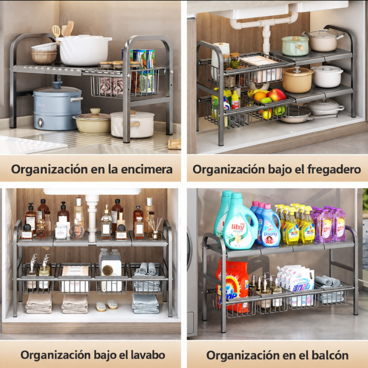 Organizador Ajustable para Fregadero de 1 y 2 Niveles