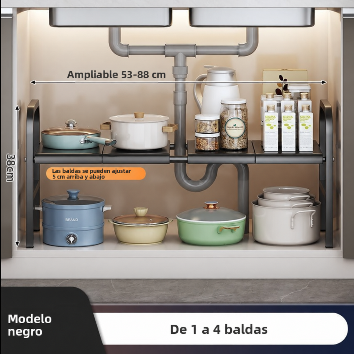 Organizador Ajustable para Fregadero de 1 y 2 Niveles