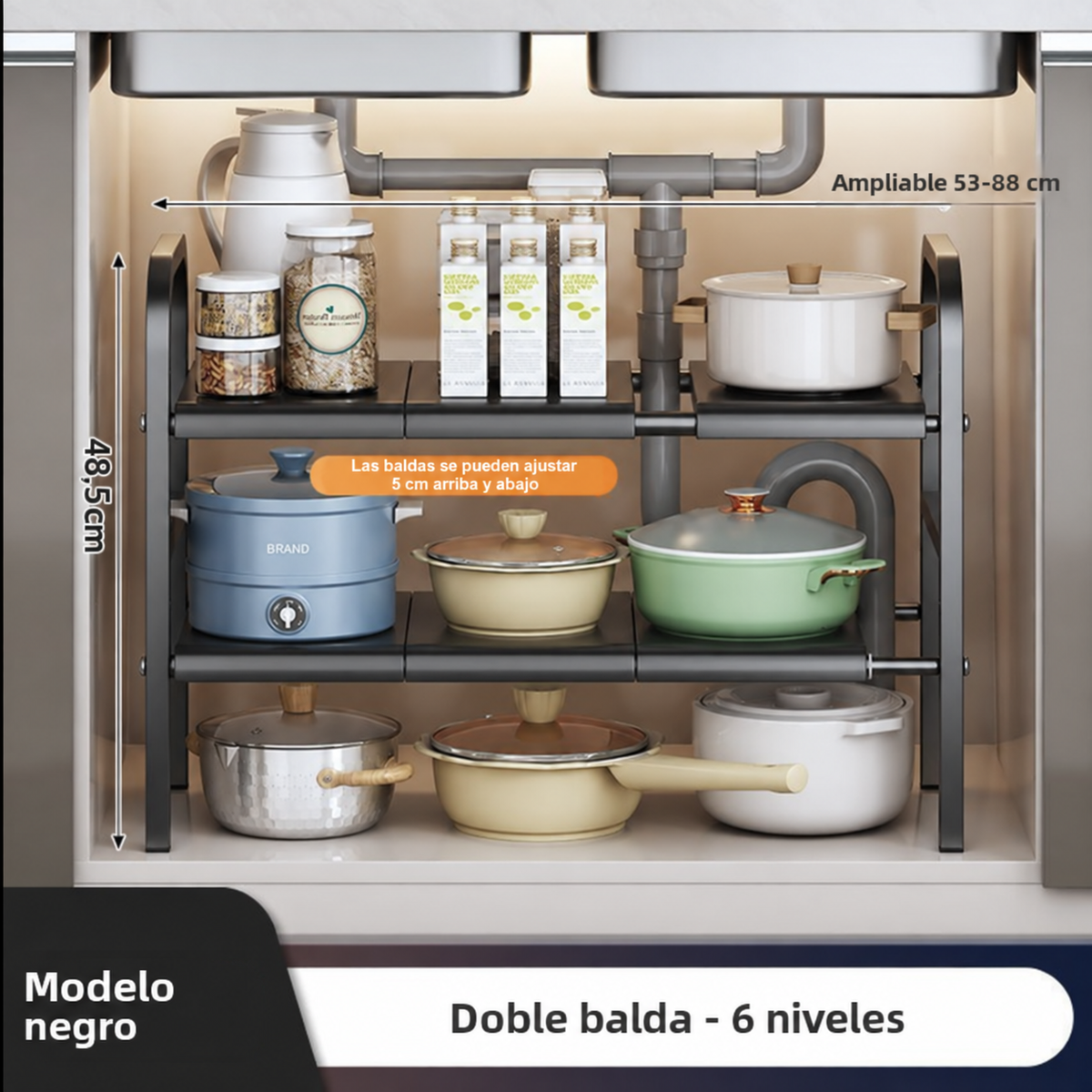 Organizador Ajustable para Fregadero de 1 y 2 Niveles