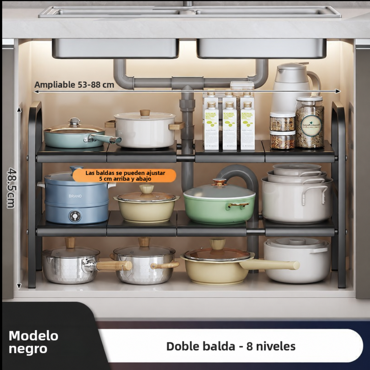 Organizador Ajustable para Fregadero de 1 y 2 Niveles