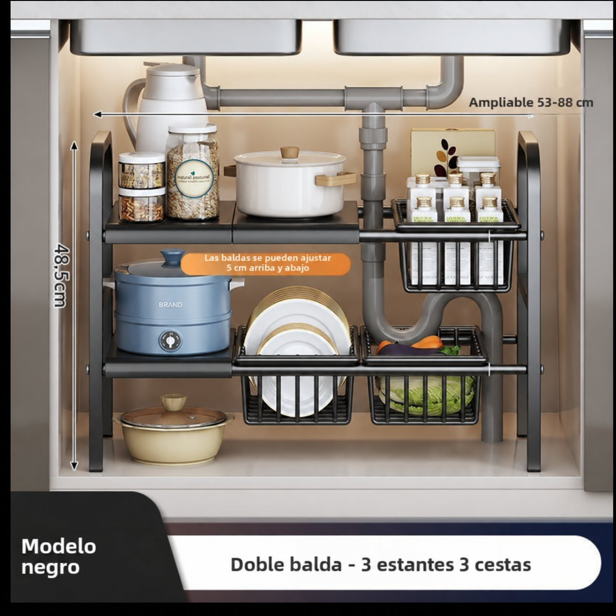 Organizador Ajustable para Fregadero de 1 y 2 Niveles