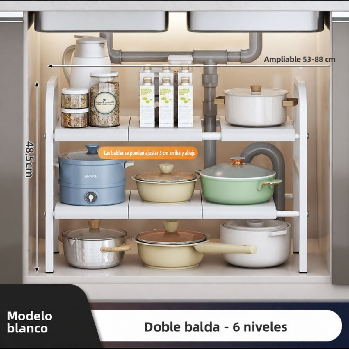 Organizador Ajustable para Fregadero de 1 y 2 Niveles