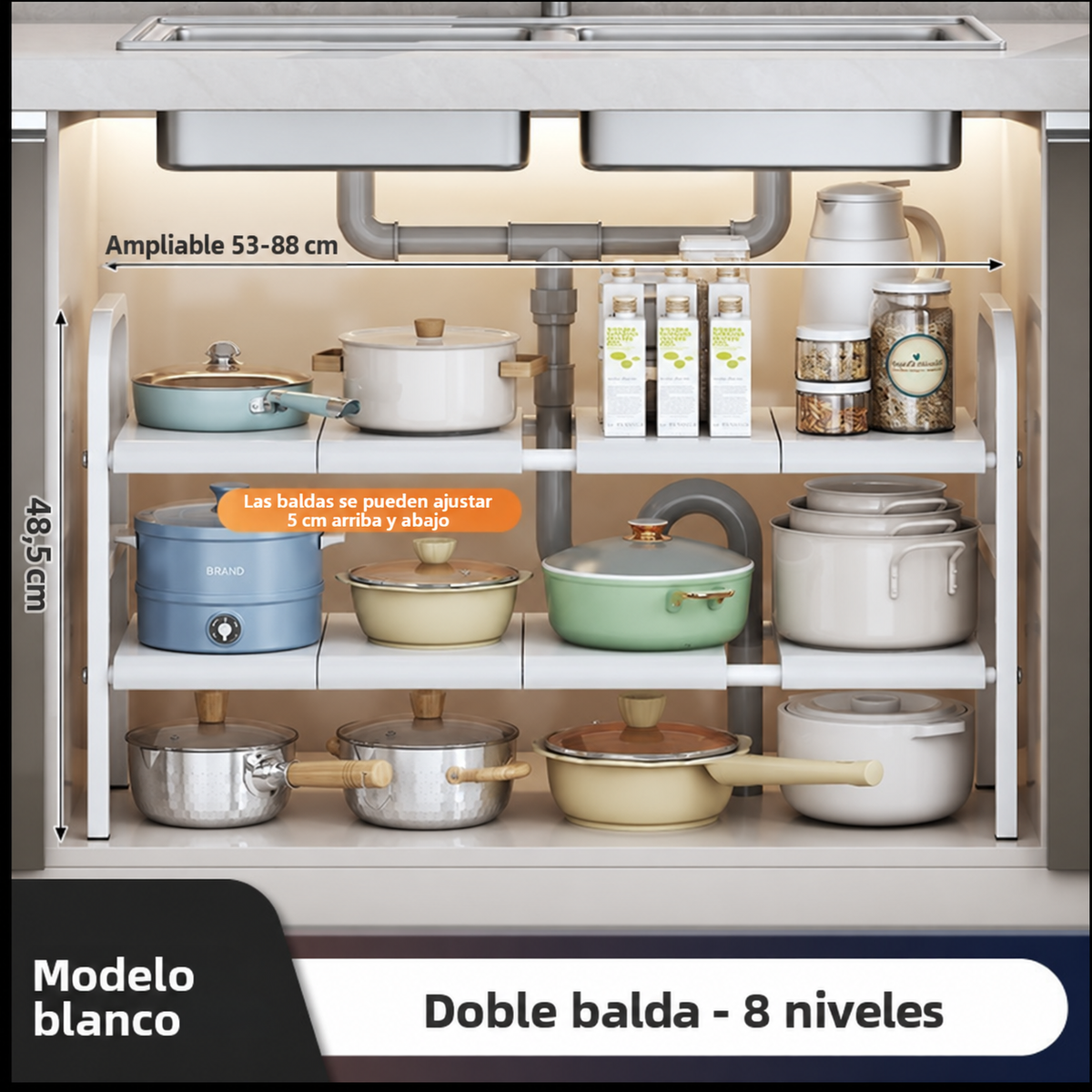 Organizador Ajustable para Fregadero de 1 y 2 Niveles