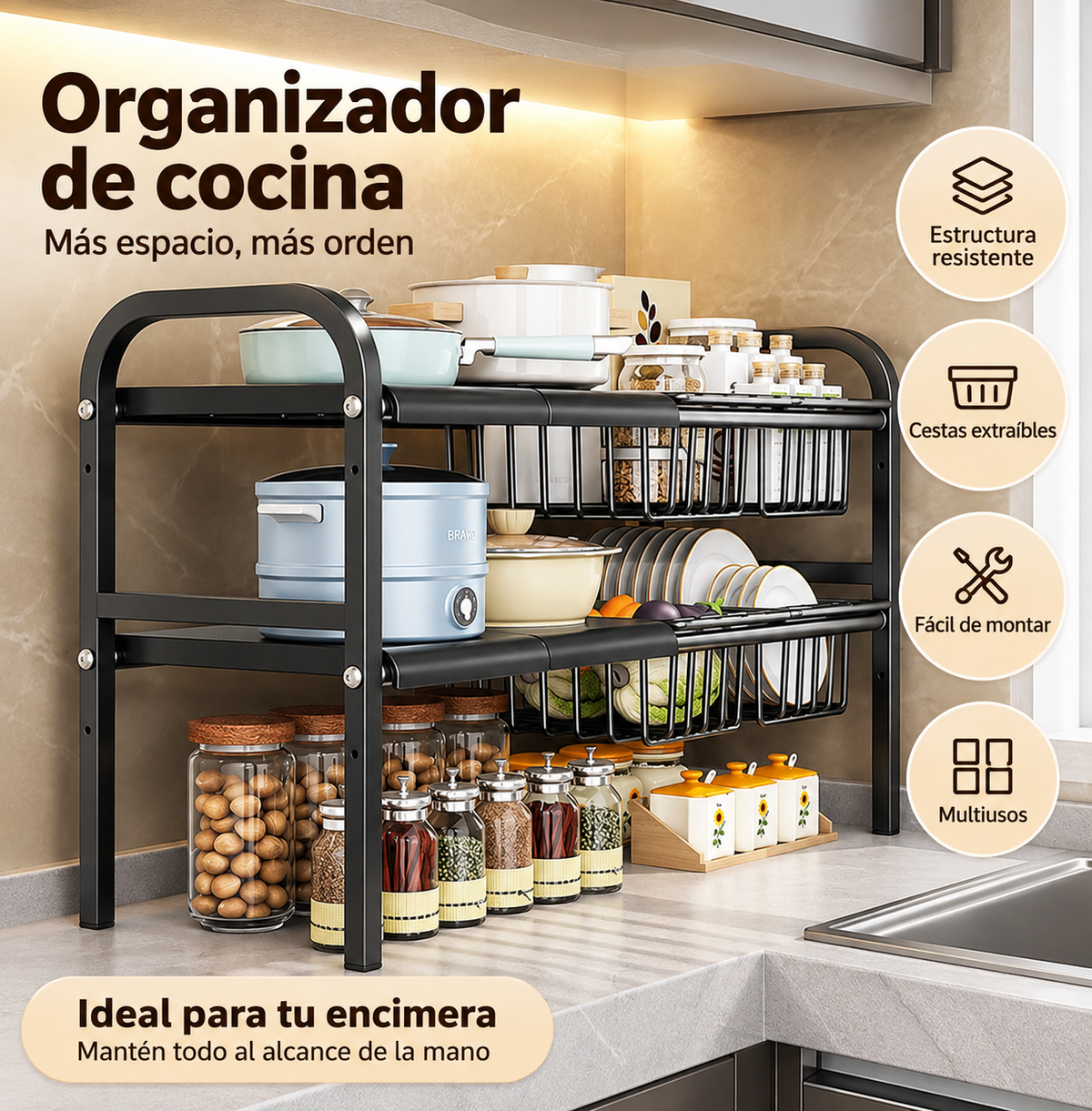 Organizador Ajustable para Fregadero de 1 y 2 Niveles